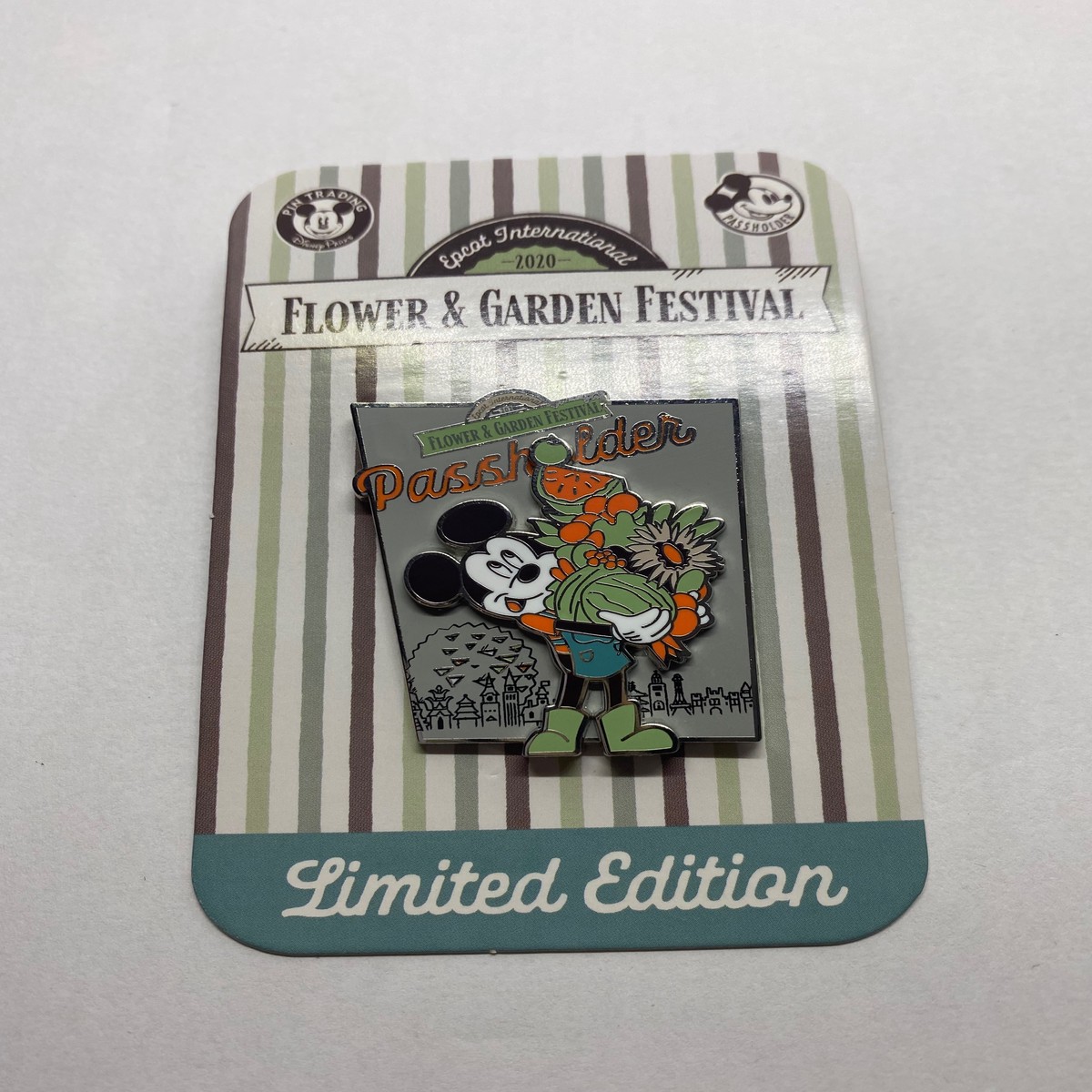Disney Flower and Garden Festival 2020 Mickey Passholder Pin Limited New w Card -